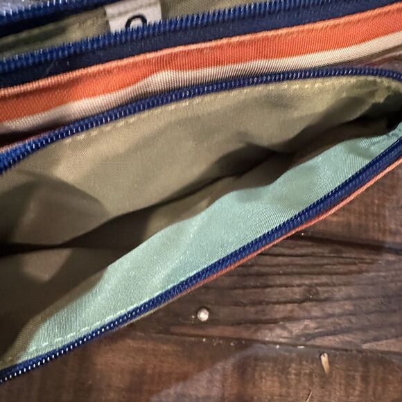 Baggallini Wristlet Clutch RFID Wallet Nautical Striped Double Zip EUC - Picture 5 of 7